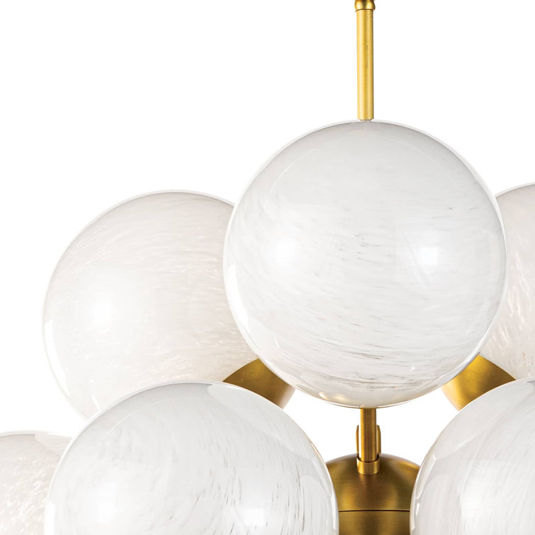 La Dame Natural Brass 13-Light Chandelier with Swirl Glass Globes