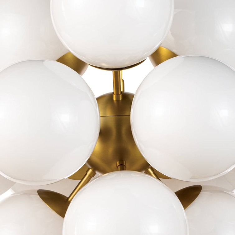 La Dame Natural Brass 13-Light Chandelier with Swirl Glass Globes