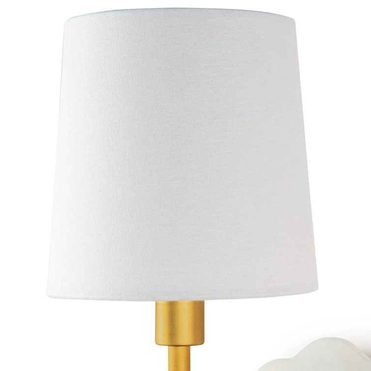 Natural Brass Swing Arm Sconce with Linen Shade