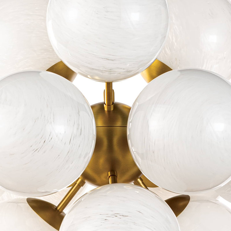 La Dame Natural Brass 13-Light Chandelier with Swirl Glass Globes