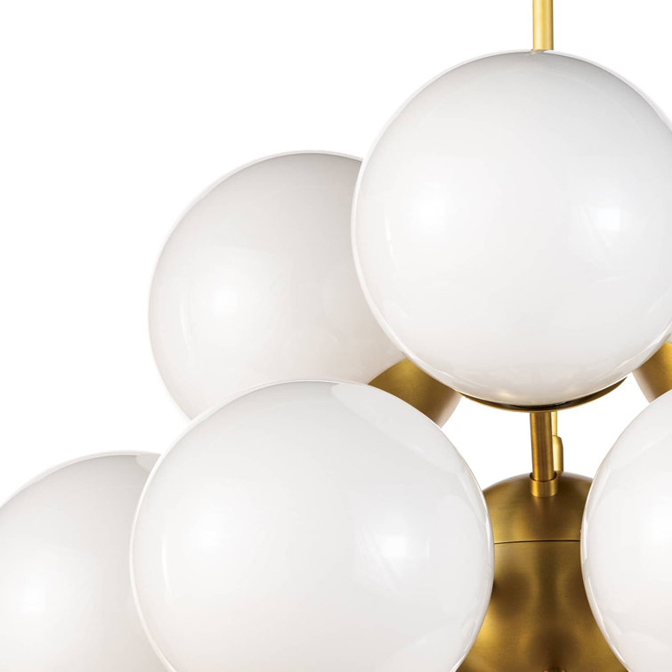 La Dame Natural Brass 13-Light Chandelier with Swirl Glass Globes