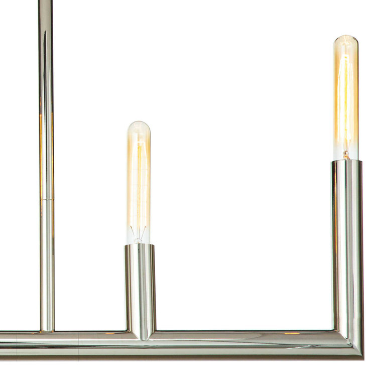 Elegant Wolfe 6-Light Polished Nickel Linear Chandelier