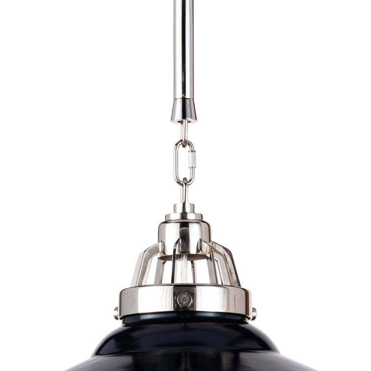 Navy Ceramic Pendant with Polished Nickel Hardware