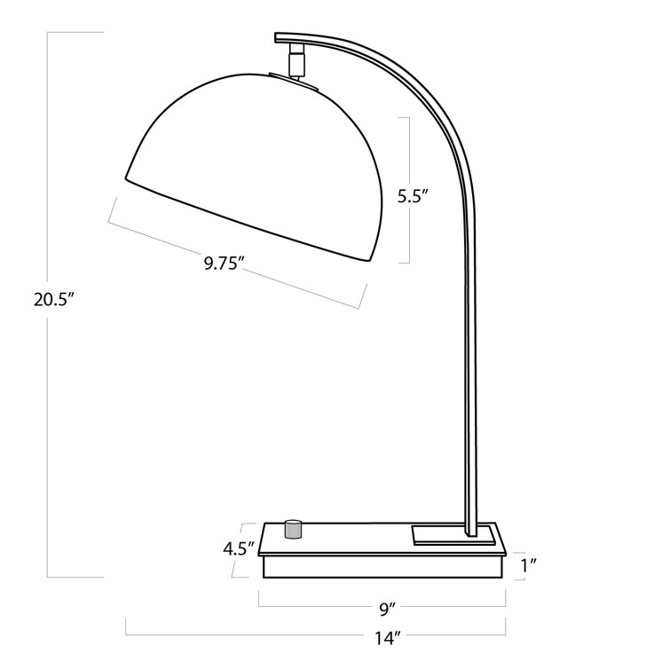 Otto Adjustable Arc Desk Lamp in Natural Brass