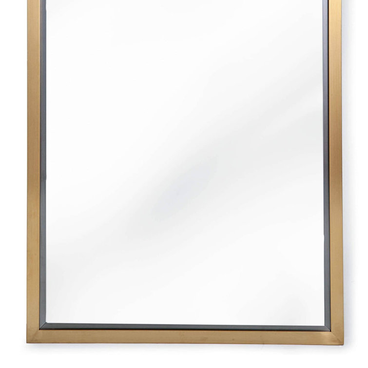 Minimalist Natural Brass Rectangular Mirror 24"W x 48"H