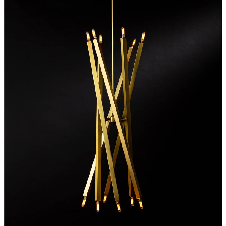 Elegant Sputnik 12-Light Chandelier in Natural Brass
