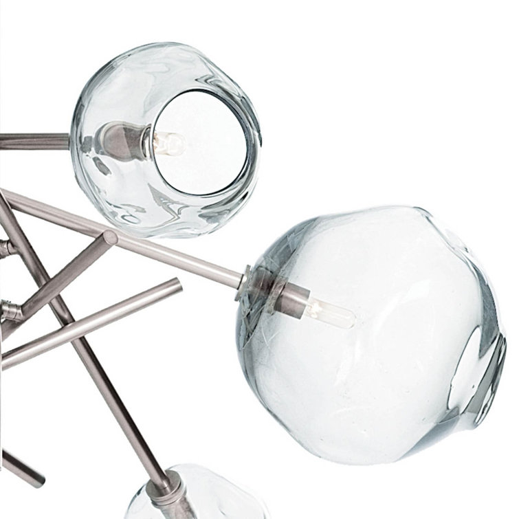 Elegant 6-Light Polished Nickel & Crystal Glass Chandelier
