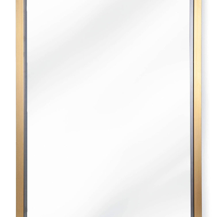Minimalist Natural Brass Rectangular Mirror 24"W x 48"H