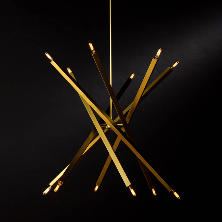 Elegant Sputnik 12-Light Chandelier in Natural Brass