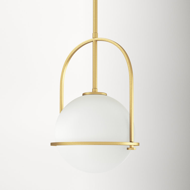 Somerset Heritage Brass Large Pendant with Etched Opal Glass