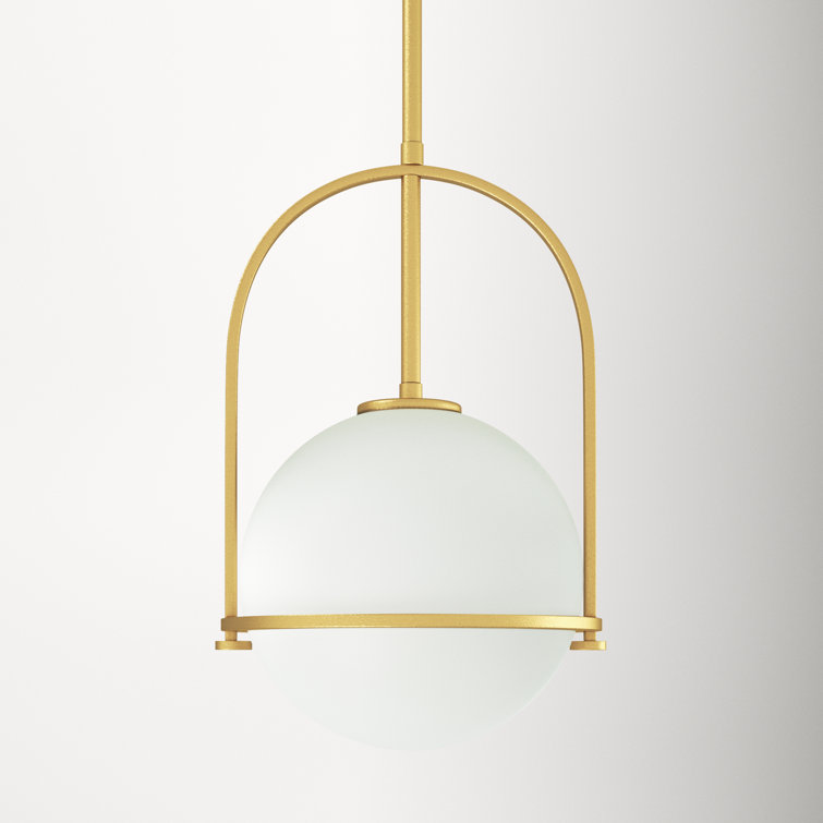 Somerset Heritage Brass Large Pendant with Etched Opal Glass