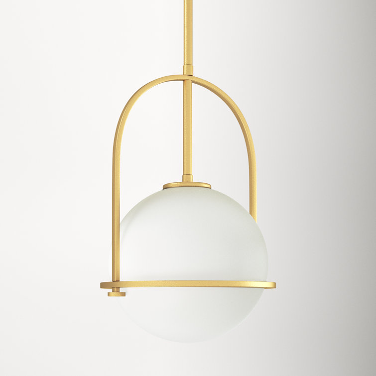 Somerset Heritage Brass Large Pendant with Etched Opal Glass