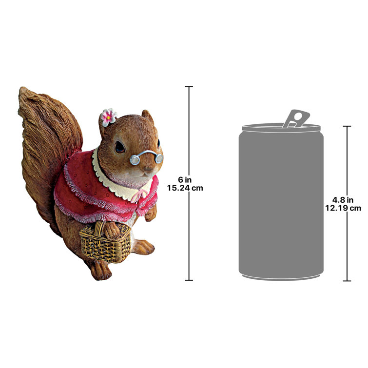Grandmother Squirrel Statue in Red Dress with Basket