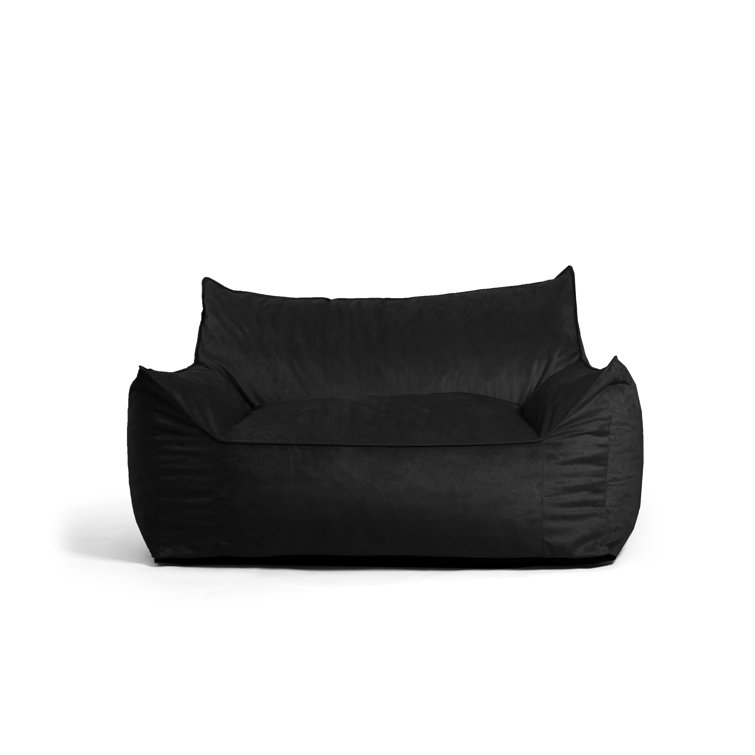 Imperial Black Plush Polyester Bean Bag Sofa with Removable Cover