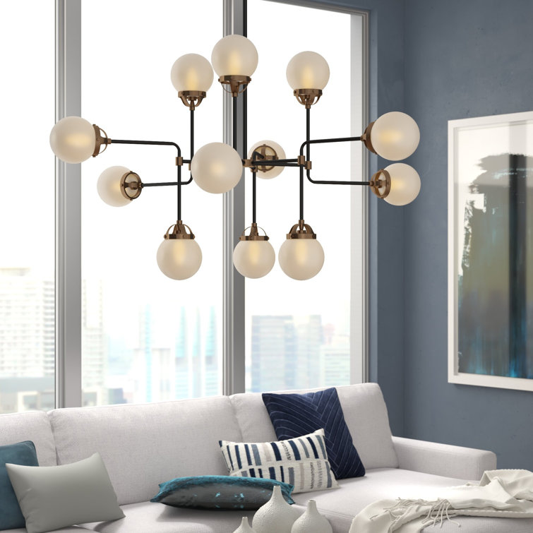 Satin Bronze and Black 12-Light Sputnik Chandelier