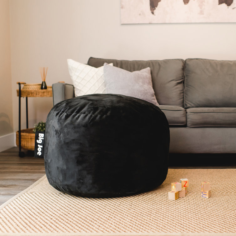 Big Joe Round Black Plush Foam Filled Bean Bag Chair