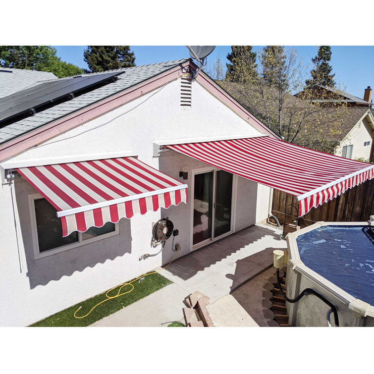 Silver Gray 13 x 10 ft Retractable Patio Awning with White Aluminum Frame
