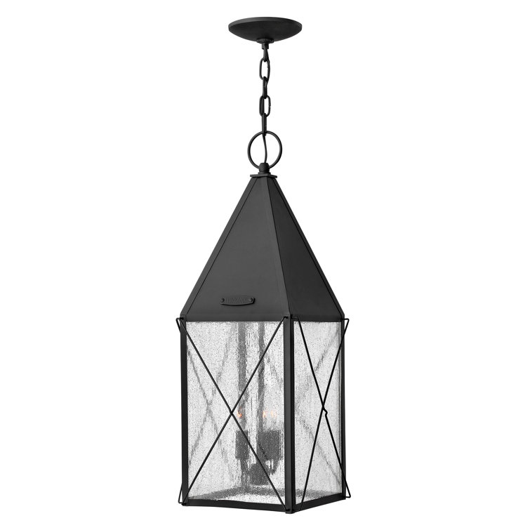 Vintage Matte Black Aluminum Outdoor Lantern with Clear Seedy Glass