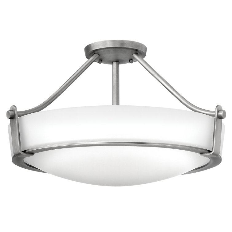 Elegant Antique Nickel 4-Light Semi-Flush Mount with Etched Glass