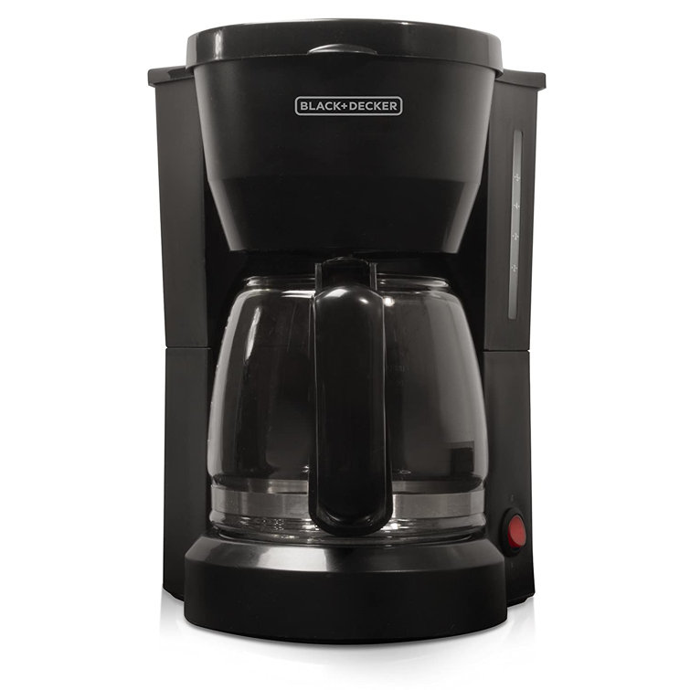 Black 5-Cup Freestanding Coffee Maker with Glass Carafe