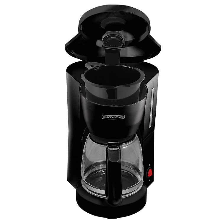 Black 5-Cup Freestanding Coffee Maker with Glass Carafe