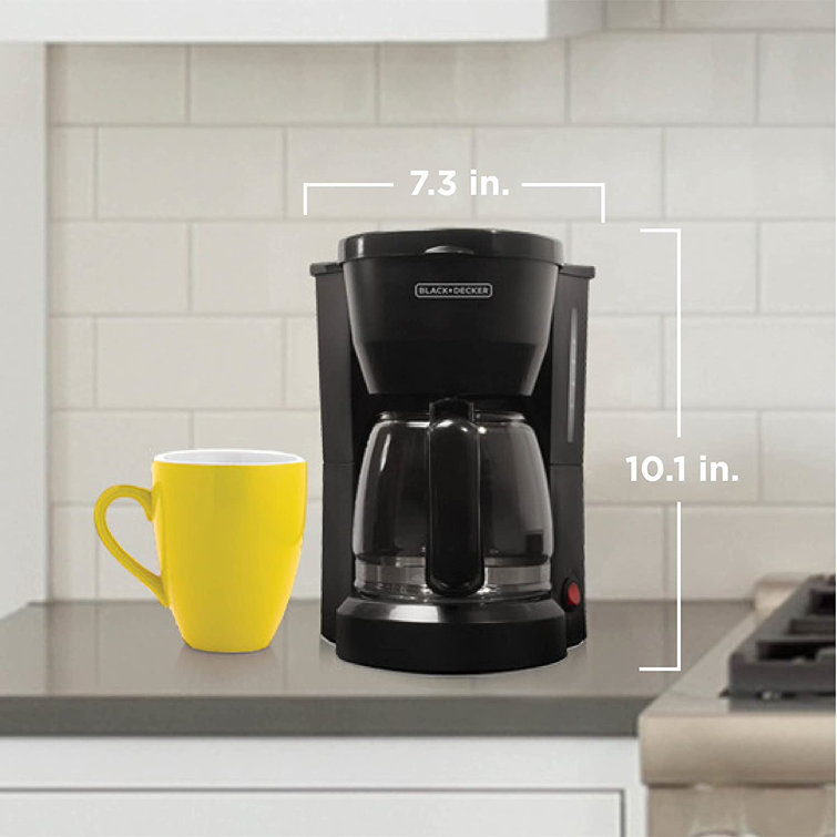 Black 5-Cup Freestanding Coffee Maker with Glass Carafe