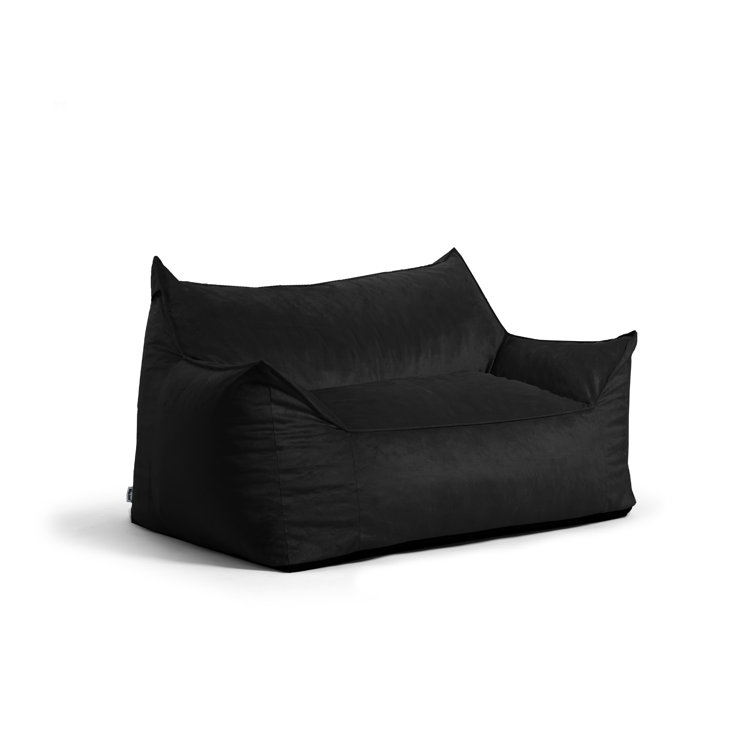 Imperial Black Plush Polyester Bean Bag Sofa with Removable Cover