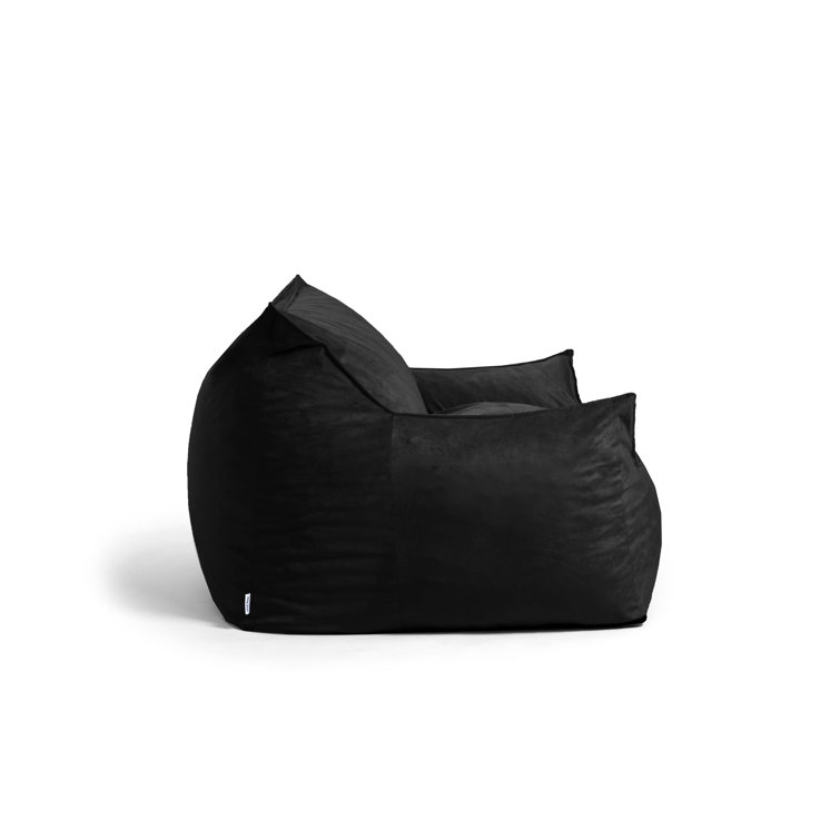 Imperial Black Plush Polyester Bean Bag Sofa with Removable Cover