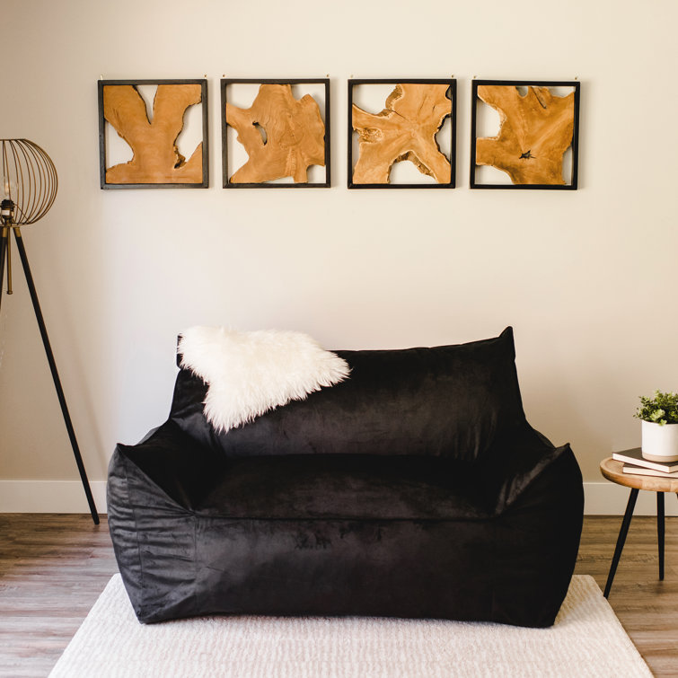 Imperial Black Plush Polyester Bean Bag Sofa with Removable Cover