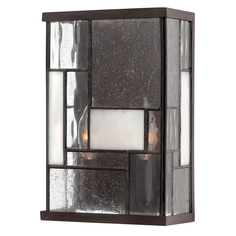 Mondrian Buckeye Bronze 2-Light Dimmable Sconce with Copper Foil Glass