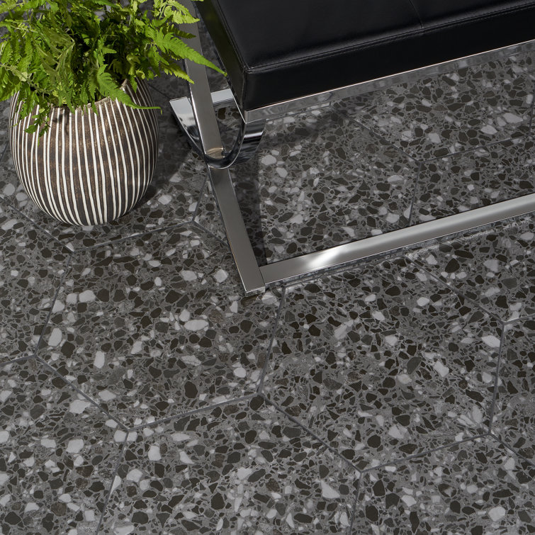 Graphite 13" x 15" Matte Porcelain Hexagon Tile