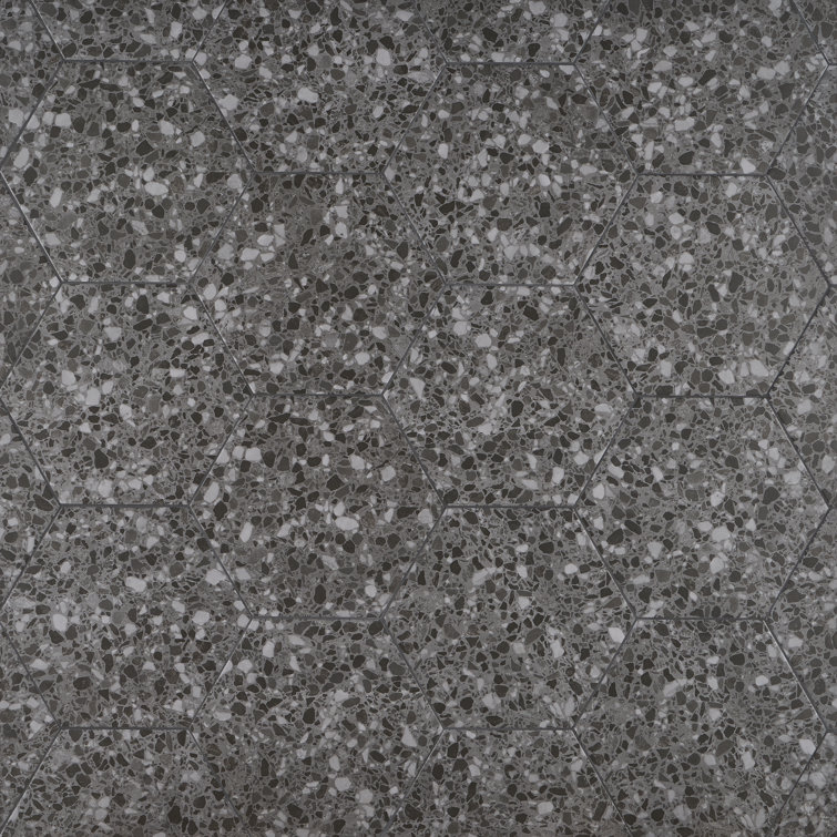 Graphite 13" x 15" Matte Porcelain Hexagon Tile