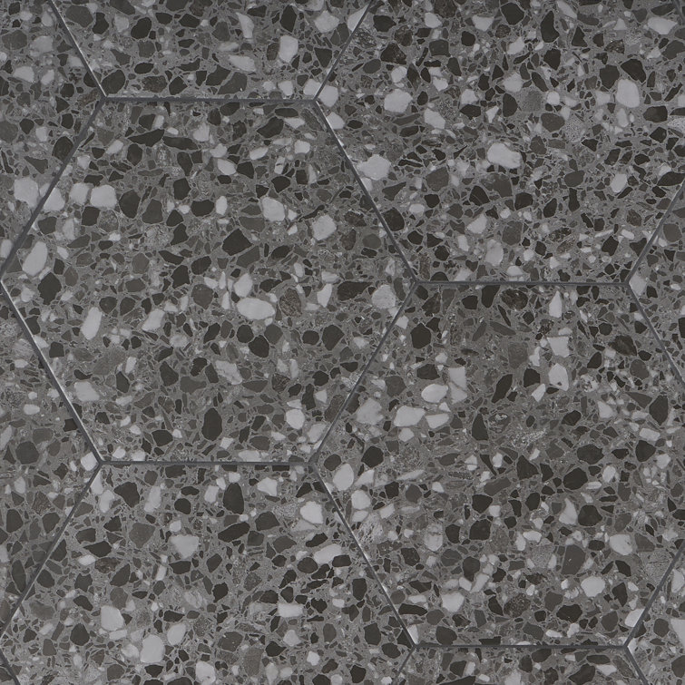 Graphite 13" x 15" Matte Porcelain Hexagon Tile