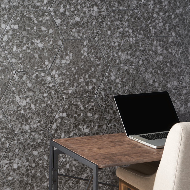 Graphite 13" x 15" Matte Porcelain Hexagon Tile