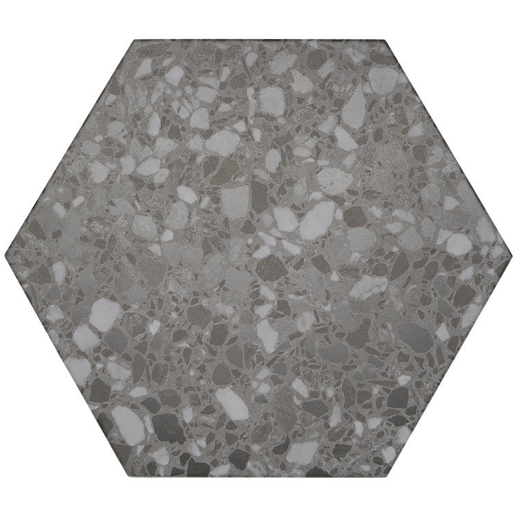 Graphite 13" x 15" Matte Porcelain Hexagon Tile