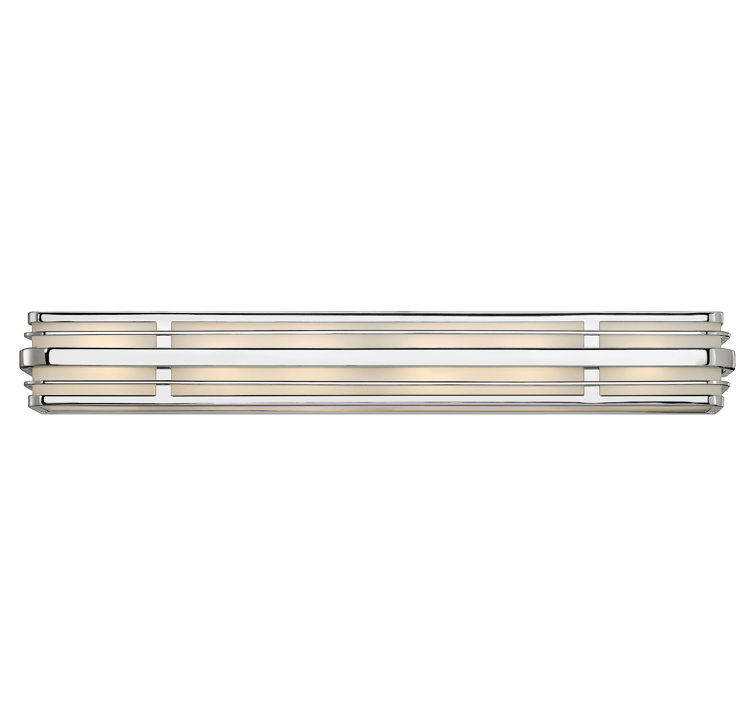 Winton 37.25" Chrome Vanity Light with White Etched Glass Panels