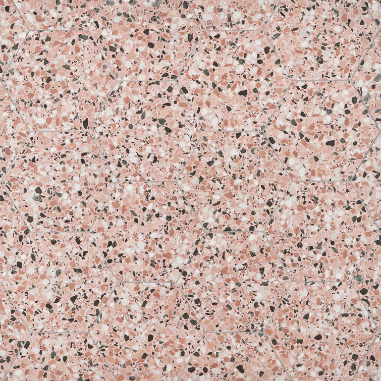 Giotto 13" x 15" Pink Matte Porcelain Hexagon Floor and Wall Tile