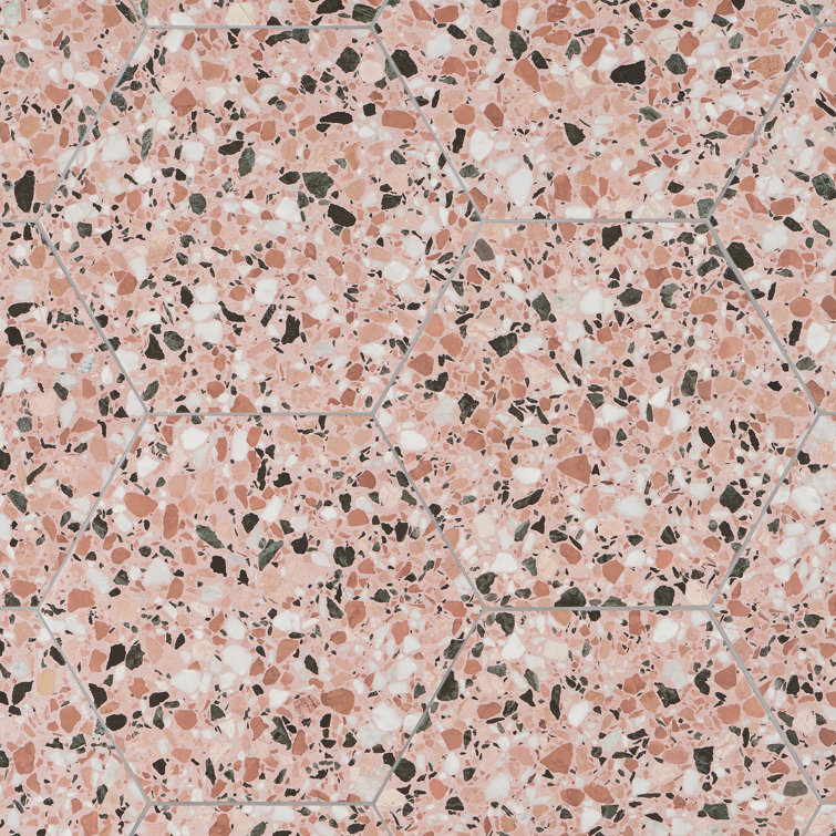 Giotto 13" x 15" Pink Matte Porcelain Hexagon Floor and Wall Tile