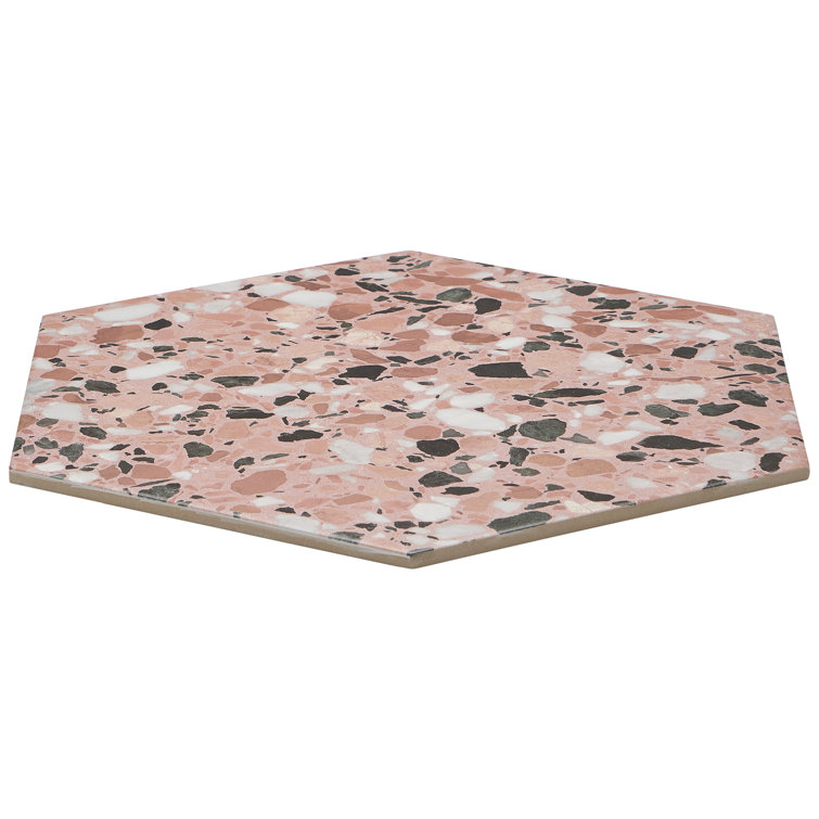 Giotto 13" x 15" Pink Matte Porcelain Hexagon Floor and Wall Tile