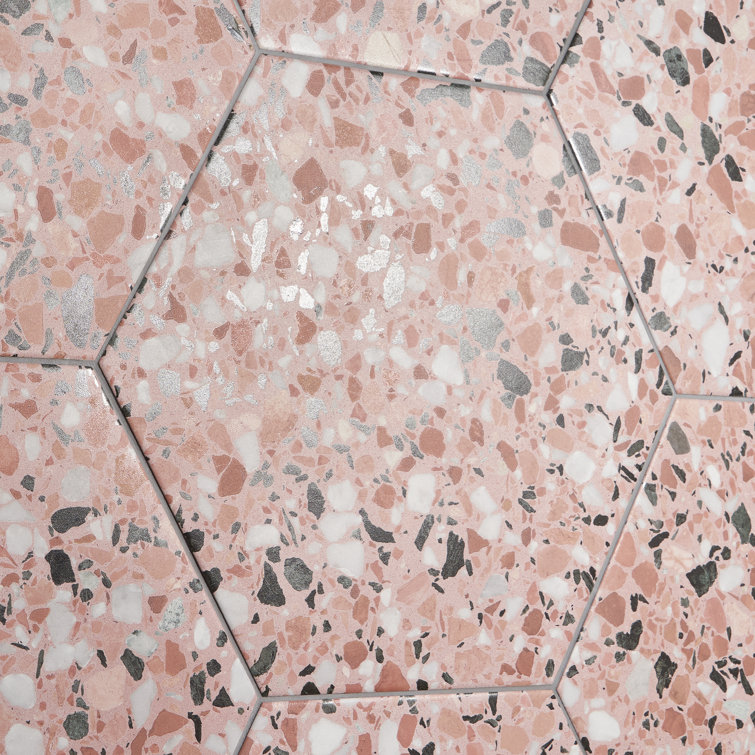 Giotto 13" x 15" Pink Matte Porcelain Hexagon Floor and Wall Tile