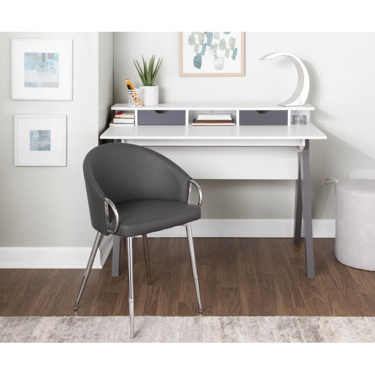 Claire Modern Silver Metal Frame Chair with Grey Faux Leather
