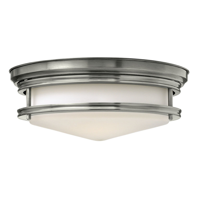Hadley Etched Opal Glass 3-Light 14" Antique Nickel Flush Mount