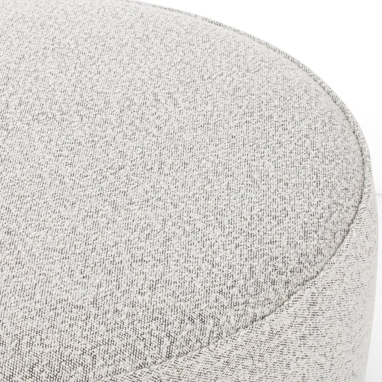 Contemporary 36" White Round Boucle Ottoman