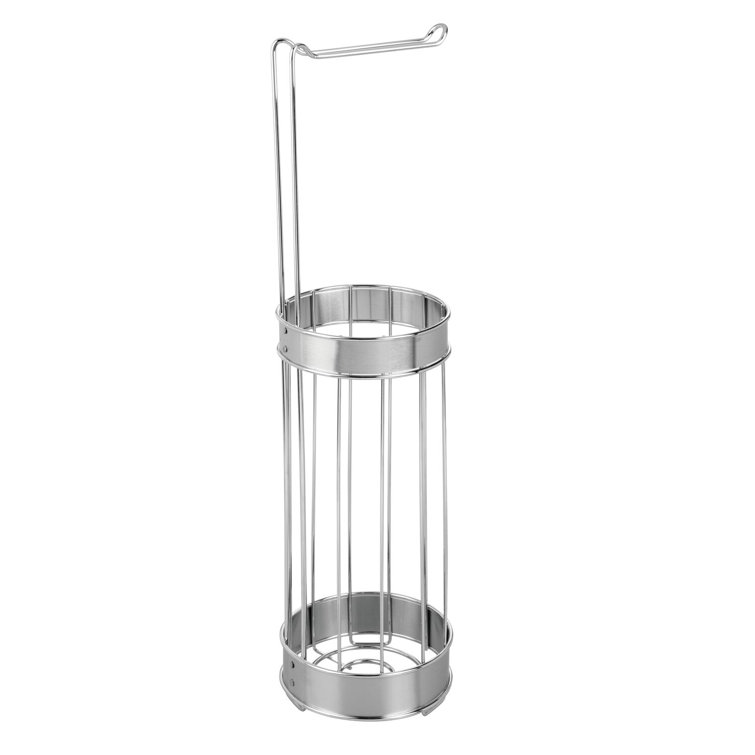 Bruschia Chrome and Brushed Stainless Steel Free Standing Toilet Paper Holder