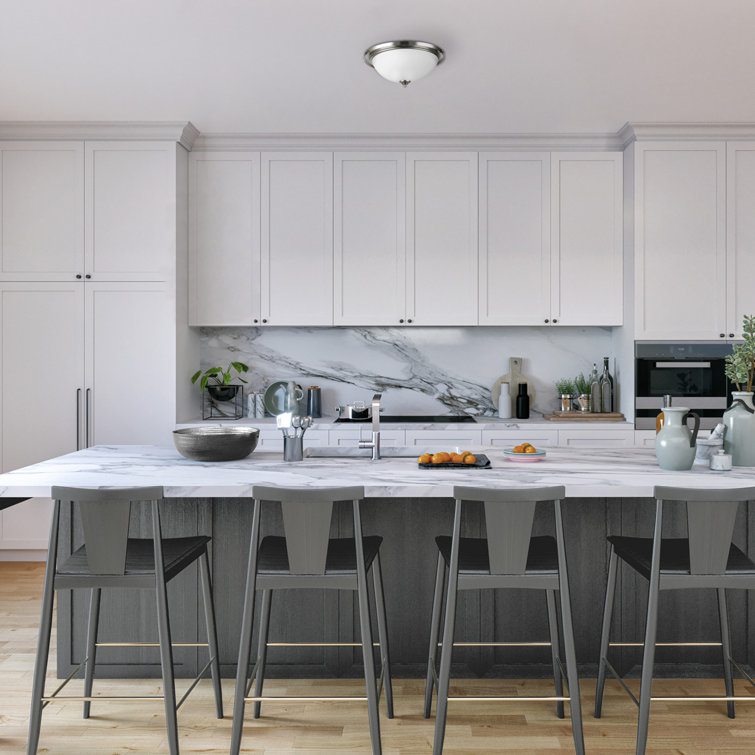 Brushed Steel and Frosted Glass 2-Light Flush Mount