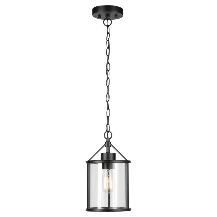 Matte Black Glass Mini Pendant Light with Clear Shade