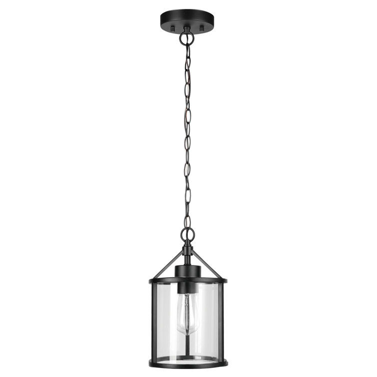 Matte Black Glass Mini Pendant Light with Clear Shade