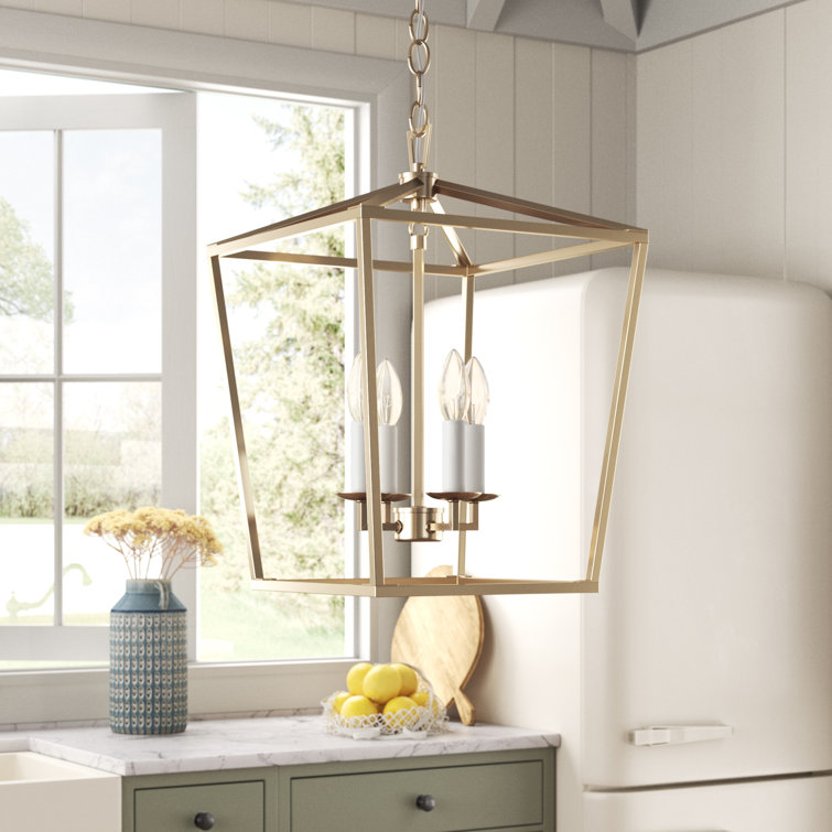 Dianna 18" Satin Brass Indoor/Outdoor 4-Light Lantern Pendant