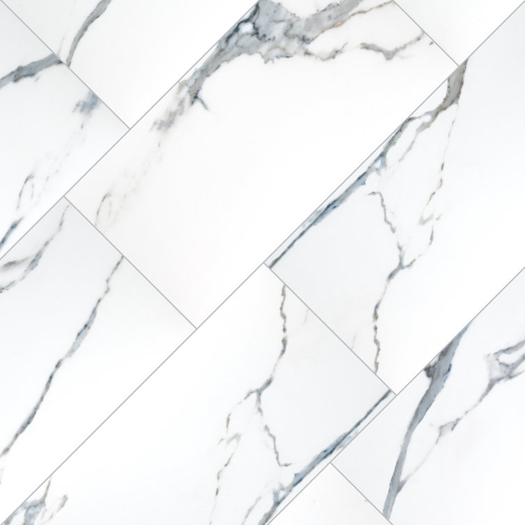 Azula Large Format White and Gray Porcelain Marble Look Tile