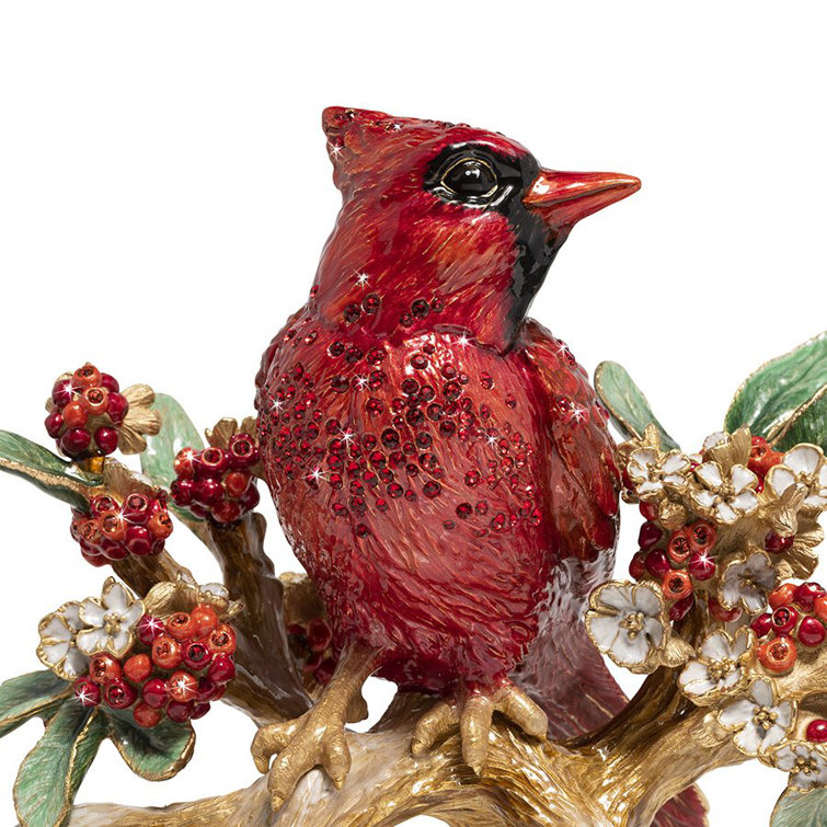 Red Crystal Cardinal on Gold Branch Figurine